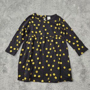 3/$20 Harper Canyon Dress Baby Girls 12M Black Gold Polka Dot Cotton Long-Sleeve